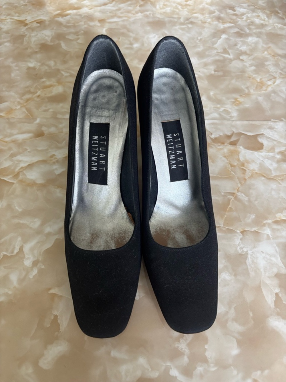 Stuart Weitzman Black Square-Toe Pumps